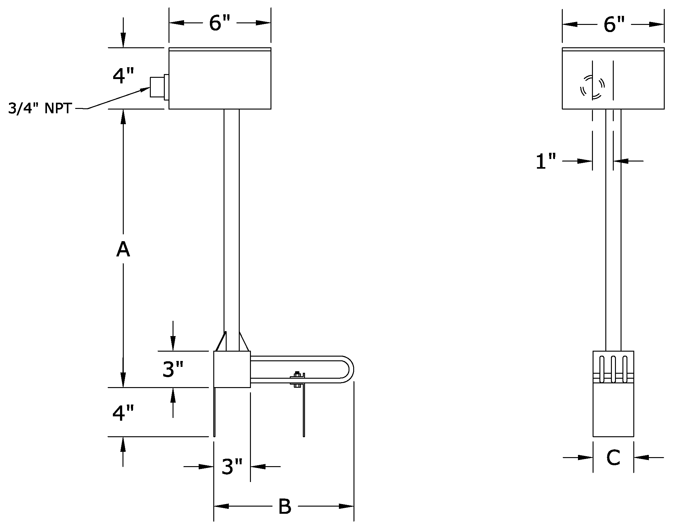 OL Series Over the Side Immersion Heaters – Straight Elements – Tank Bottom